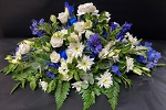 Blue and White Double funerals Flowers